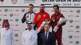عزمي محيلبة يتوج بذهبية بطولة قطر المفتوحة للخرطوش.