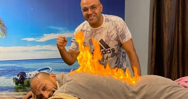 كرم جابر بطل المصارعة يخضع لجلسات الفوطة النارية استعدادا لبطولة العالم للرواد