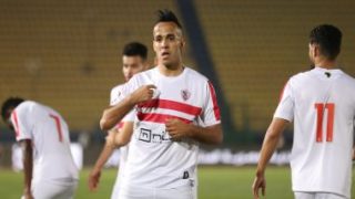 منسى يسجل هدف الزمالك الثانى فى مرمى أبو سليم الليبى مع بداية الشوط الثانى